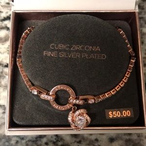 Dovetail fine rose silver plated cubic zirconia